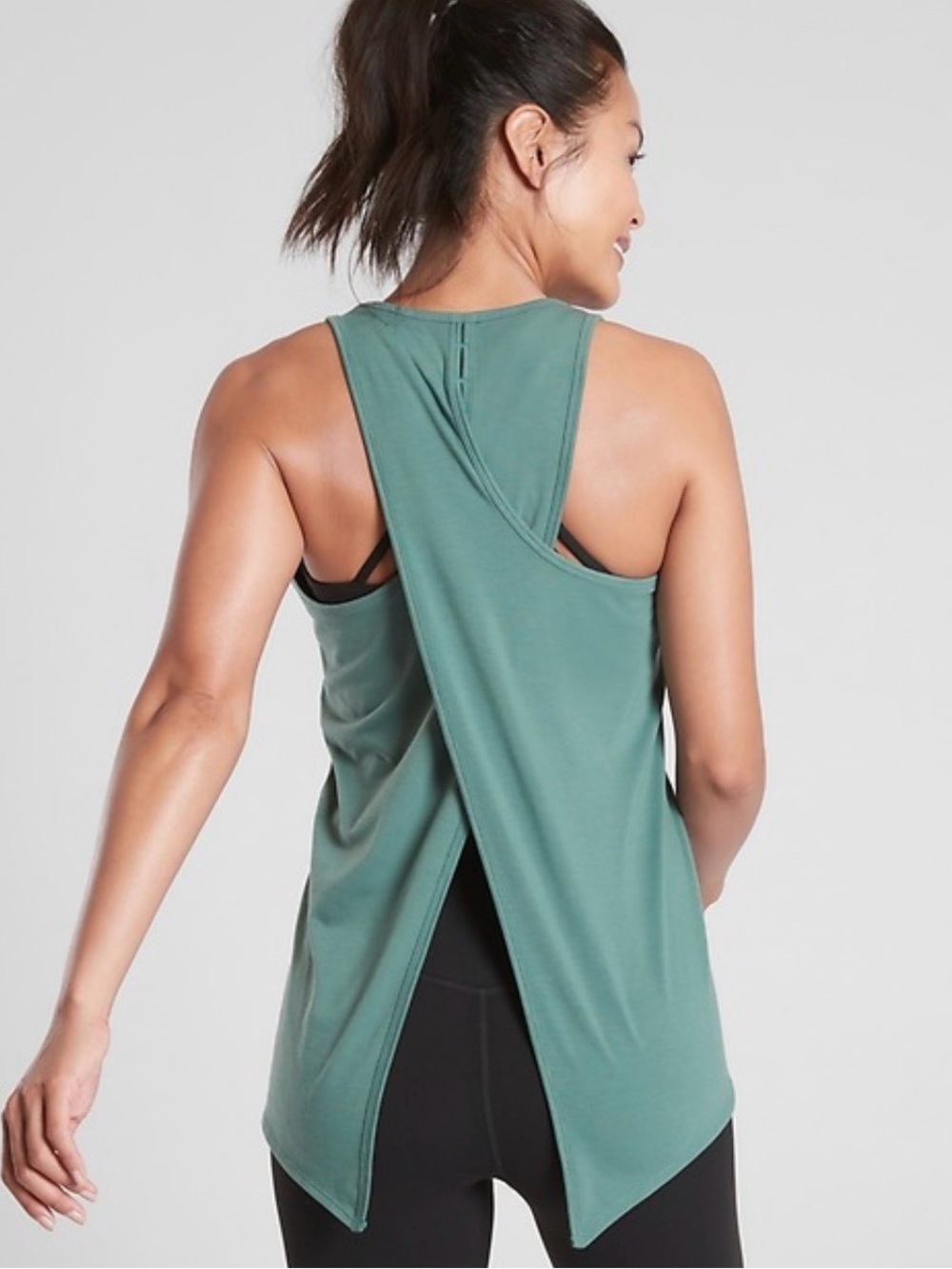 Athleta Essence Vital Tie Back Tank, Juniper Green